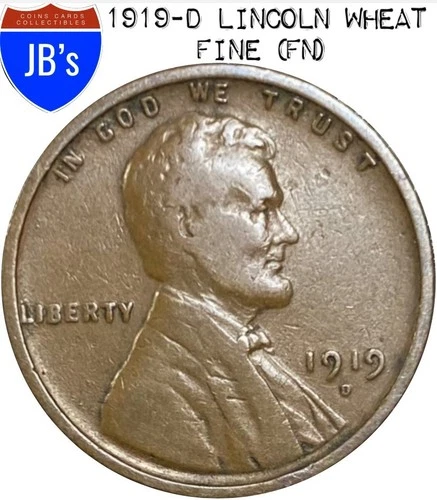 1919-D Lincoln Wheat Cent Penny 1c - FINE (FN)