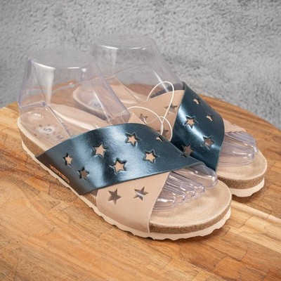 Mephisto Star Leather Cross Band Sandals Nanou Blue/Ivory EU 35 US 4.5-5