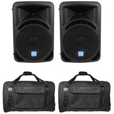 2 Rockville RPG12BT 12" Bluetooth DJ PA Speakers w/ Wireless Link Carry Bags