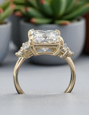 3.30 Ct Princess D VS1 14k Yellow Gold Lab Grown Diamond Ring IGI Certified