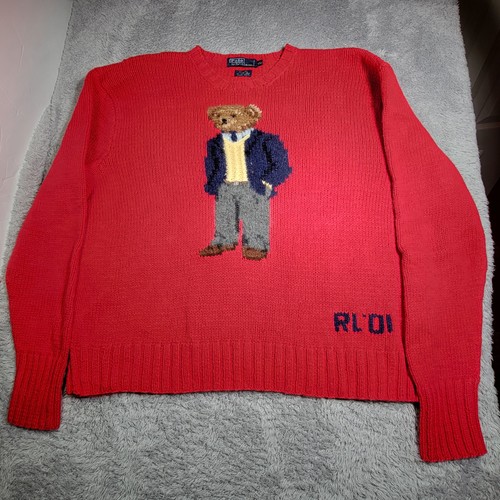 Vintage Polo Ralph Lauren Sweater Mens XXL Polo Bear Preppy Hand Knit RL01 - Image 1