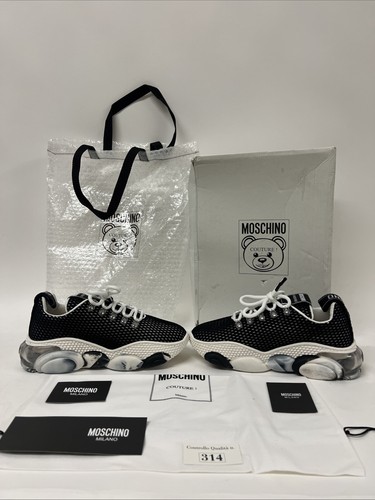 Moschino Couture Teddy Bubble Sneakers Black White Mesh Womens EU 39