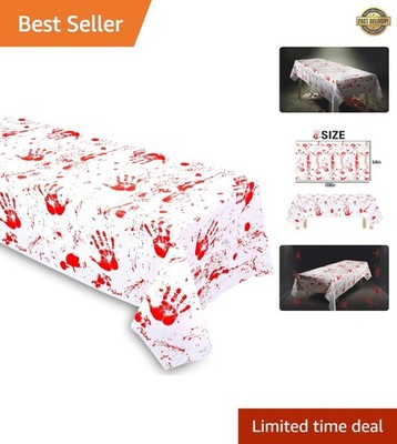 Grabo Bloody Zombie Rectangular Tablecloth, 108 x54in, Polyethylene, White, H...