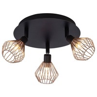 Brilliant Lampe Dalma Spotrondell 3Flg Noir / Cuivre | 3X QT14, G9, 33W, Adapté
