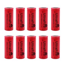 10pcs 26650 Battery 3.7V UltraFire Flat Top Rechargeable Batteries Li-ion Cell