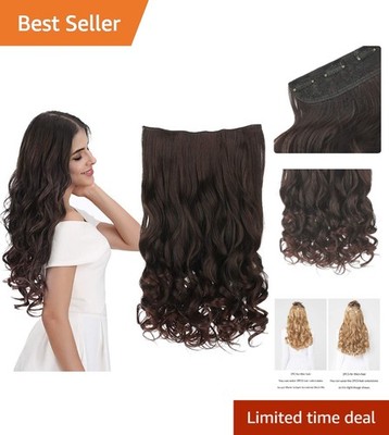 Heat-Resistant 12'' Clip-In Dark Brown Curly Extensions for Effortless Style