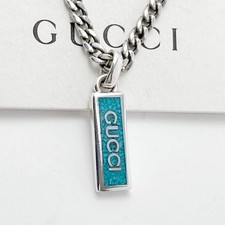 Gucci 925 Silver Turquoise Necklace for Men, Y740 Pendant Accessory