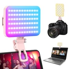 108 RGB Video Light, 2200mAh Camera Light with 3CCT/ 360  Full Color/20 Pink