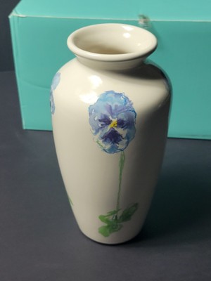 Tiffany & Co. Tiffany Blossom Blue Pansies Ceramic Vase 2001