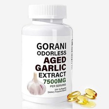 Odorless Garlic 7500mg Per Servings, 200 Softgels  2 Years Aged Garlic Extra...