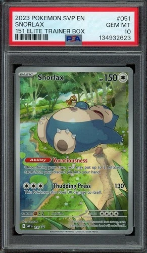 Snorlax Pokémon 2023 SV 151 Elite Trainer Box Black Star Promo #051 PSA 10
