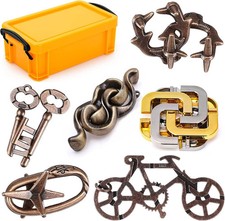 6 PCS Metal Brain Teaser Puzzles for Adults and Kids, Disentanglement Metal Logi