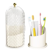 Multifunctional Rotating Toothbrush Holders with Sliding Lid, The 3-Slot Bath...
