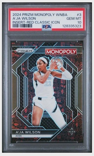 2024 PRIZM MONOPOLY WNBA #3 AJA WILSON INSERT RED CLASSIC ICON PSA 10 GEM MINT 