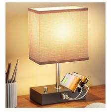 USB Bedside Table Lamp Desk Lamp with 2 USB Charging Ports and Phone Charge UK