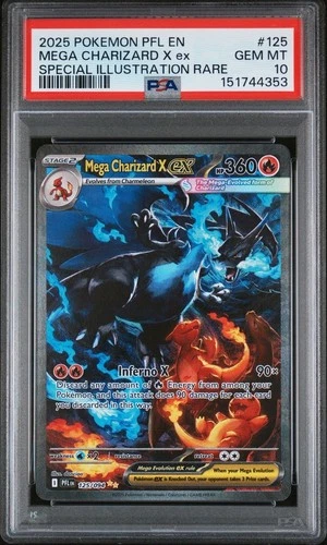 2025 POKEMON PFL EN-PHANTASMAL FLAMES #125 MEGA CHARIZARD X EX PSA 10