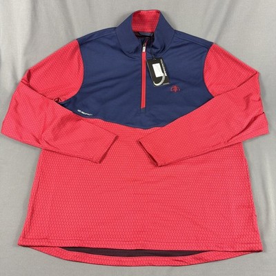 Zero Restriction Golf Pullover Chest Logo Hex 1/4 Zip Large Navy Red MSRP $168