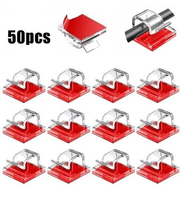 50x Kabelhalter Selbstklebend Transparent Organizer Kabelklemmen Clips Für 4mmØ