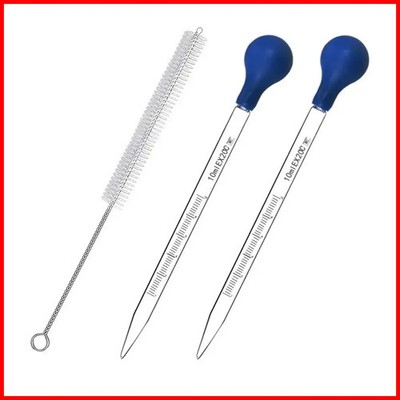 2Pcs Clear Glass Graduated Pipette with 1Pc Cleaning Brush Measuring Dropping