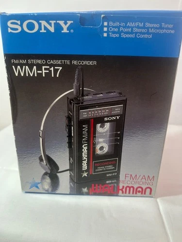 Vintage Sony Walkman Cassette Corder Recorder AM/FM Radio WM-F17  As Is W/ Box