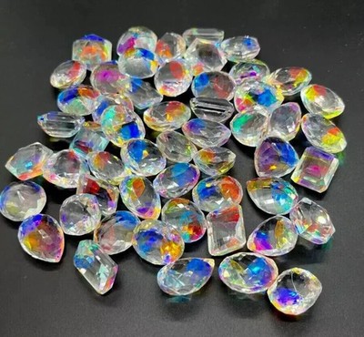 100 Ct+ Natural Rainbow Color Mix Cut Mystic Topaz Certified Loose Gemstone Lot