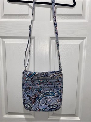 Nice Vera Bradley Triple Zip Hipster Paisley Blue & Purple Purse Tote Bag