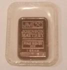 Vintage Johnson Matthey 1 Gram .999 Fine Silver Bar Ingot  *Mint Sealed*