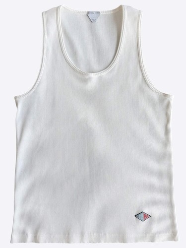 Bottega Veneta, Bottega Veneta White Ribbed Logo Tank Top