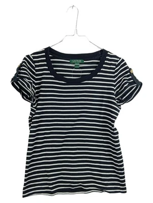 Lauren Ralph Lauren T-Shirt Femme Bleu Rayé Maritime (EU 36, INT S) - Photo 1/3