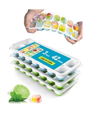 Ice Cube Trays for Freezer - 3 Pack 42 Cubes, Easy to Release Silicone Ice Tr...