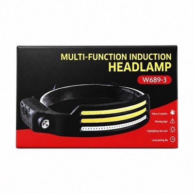 LED Motion Sensor Headlamp USB Rechargeable IPX4 1000lm 50m W689-3 Black