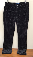 Talbots High-Rise Straight-Leg Black Velvet Pant Gold Dots Women  s Petite Size 6