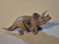 Triceratops Dinosaur Figure Toy Jurassic Prehistoric Dino Hard Plastic Brown