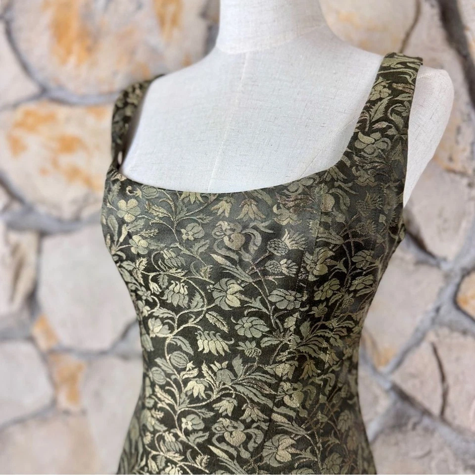 NWT Ralph Lauren Black Label Silk Jacquard Corset Bustier Forest Moss | 10 - Image 2 of 4