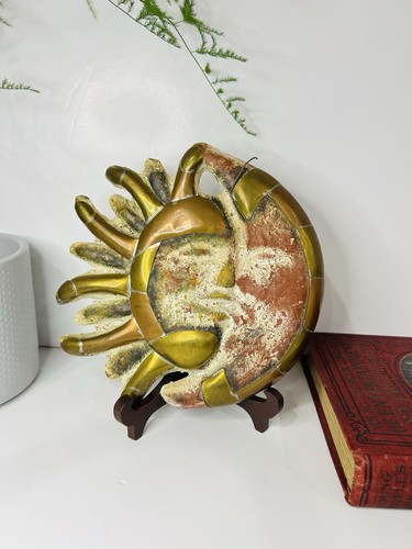 Celestial Moon And Sun Wall Hanging Pottery And Copper - Picture 1 of 13