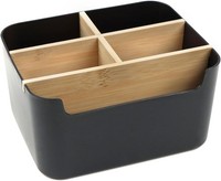 Schreibtisch Organizer, Bambus Stiftehalter, 5 FäCher, Schwarz, BüRo ZubehöR