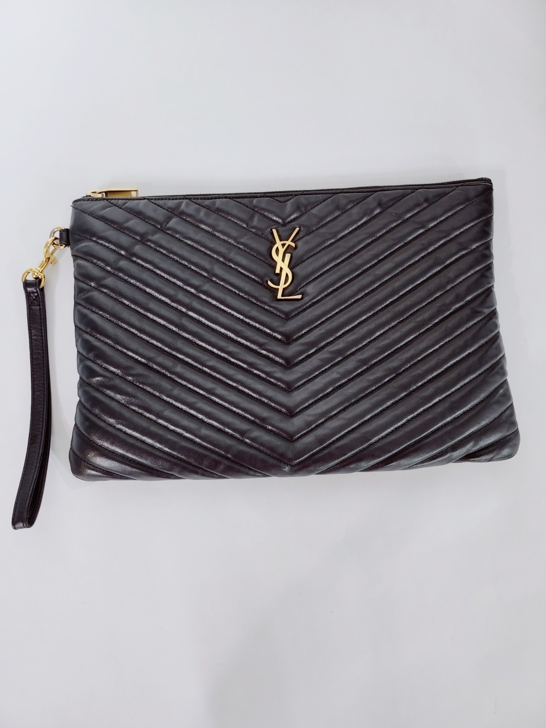 Borsa pochette Saint Laurent Matelassé monogramma oro cinturino ferramenta 30x20 5 65053332
