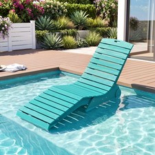 In-Pool Lounge Chair, Ergonomic S-Curve HDPE Pool Chaise Lounger w/ Wheels