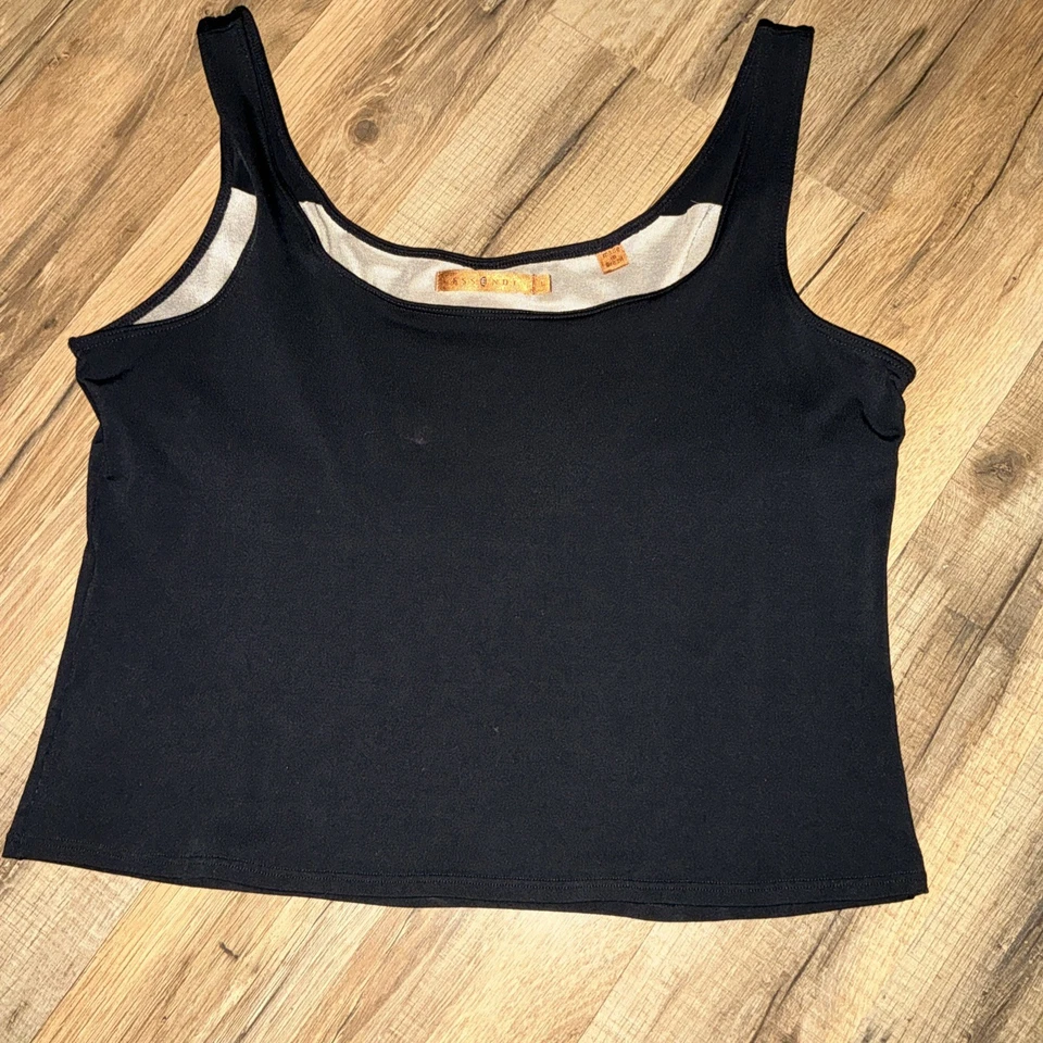 Essendi Black Sleeveless Crop Top, Built In Shelf Bra Polyblend Size Large - Image 2 of 4