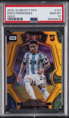 2022 PANINI SELECT FIFA GOLD #147 ENZO FERNANDEZ 8/10 PSA 10