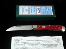 COOPER CUTLERY JIGGED RED WHARNCLIFFE TRAPPER KNIFE USA LIKE CASE & GEC 5119RJBW