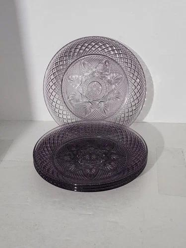 Cristal D'Arques Durand Vintage Amethyst Luminarc Salad Lunch Plate 8" Set of 4