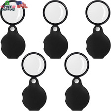 5PCS 10X Pocket Magnifying Glass Small Magnifying Glass with Black Rotating Prot