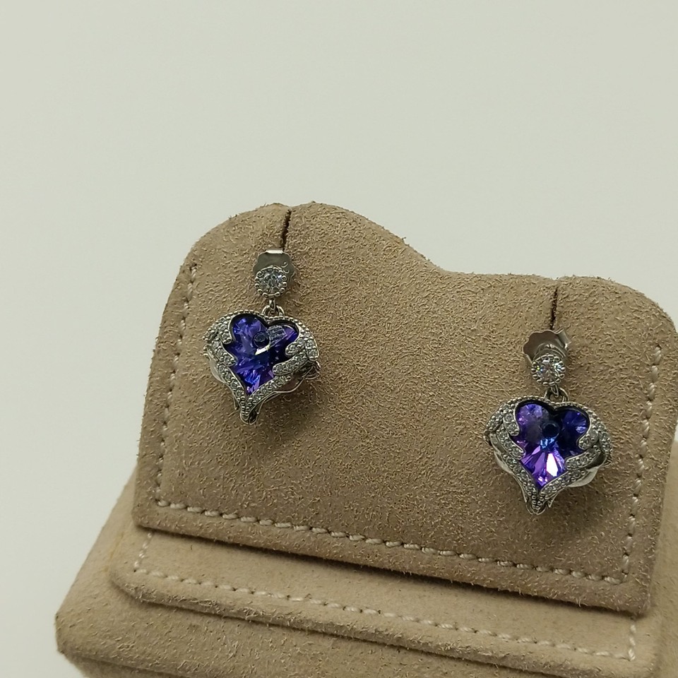 Blue Lily 10mm Silver & Turquoise Heart Drop Earrings