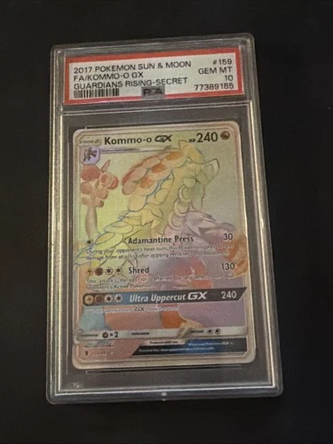 Pokemon Kommo-o GX 159/145 Secret Rare Card Sun & Moon Guardians Rising PSA 10