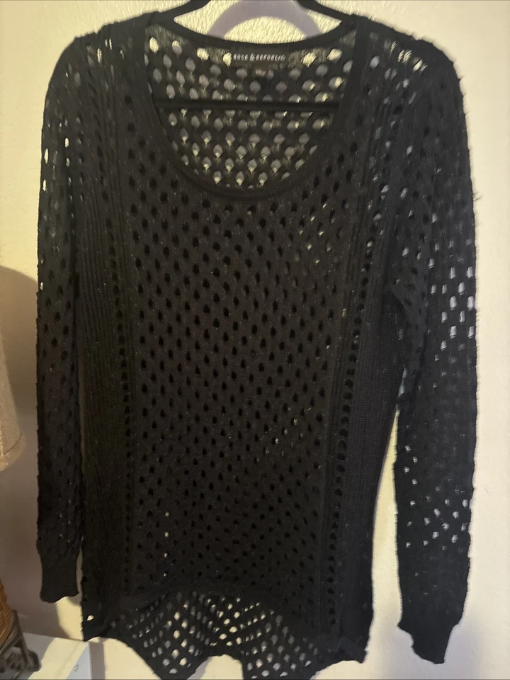 Camisa Suéter Rock & Republic Negra Cadena Gang Manga Larga Talla Grande Foto 3 de 4