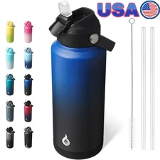 Insulated Water Bottle Straw Lid Vacuum Seal Leakproof Dishwasher Safe Non-Slip