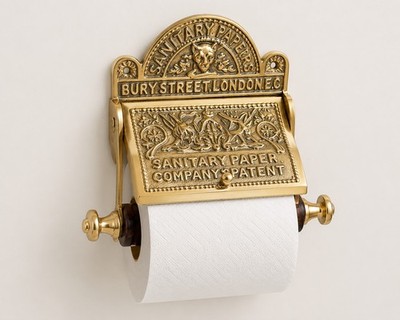 Schwerer Toilettenpapierhalter im viktorianischen Stil massiv Messingoptik 