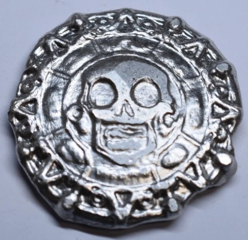 Aztec Death Muerte Silver Pirate Doubloon 2oz - .999 Fine Poured