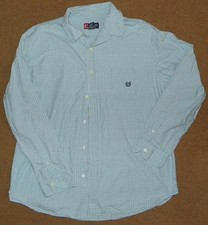 Mens CHAPS Dress SHIRT Size XL Blue Black Plaid Checks Long Sleeve